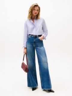 Ruffle Collar Poplin Relaxed Fit Shirt — Purple 3