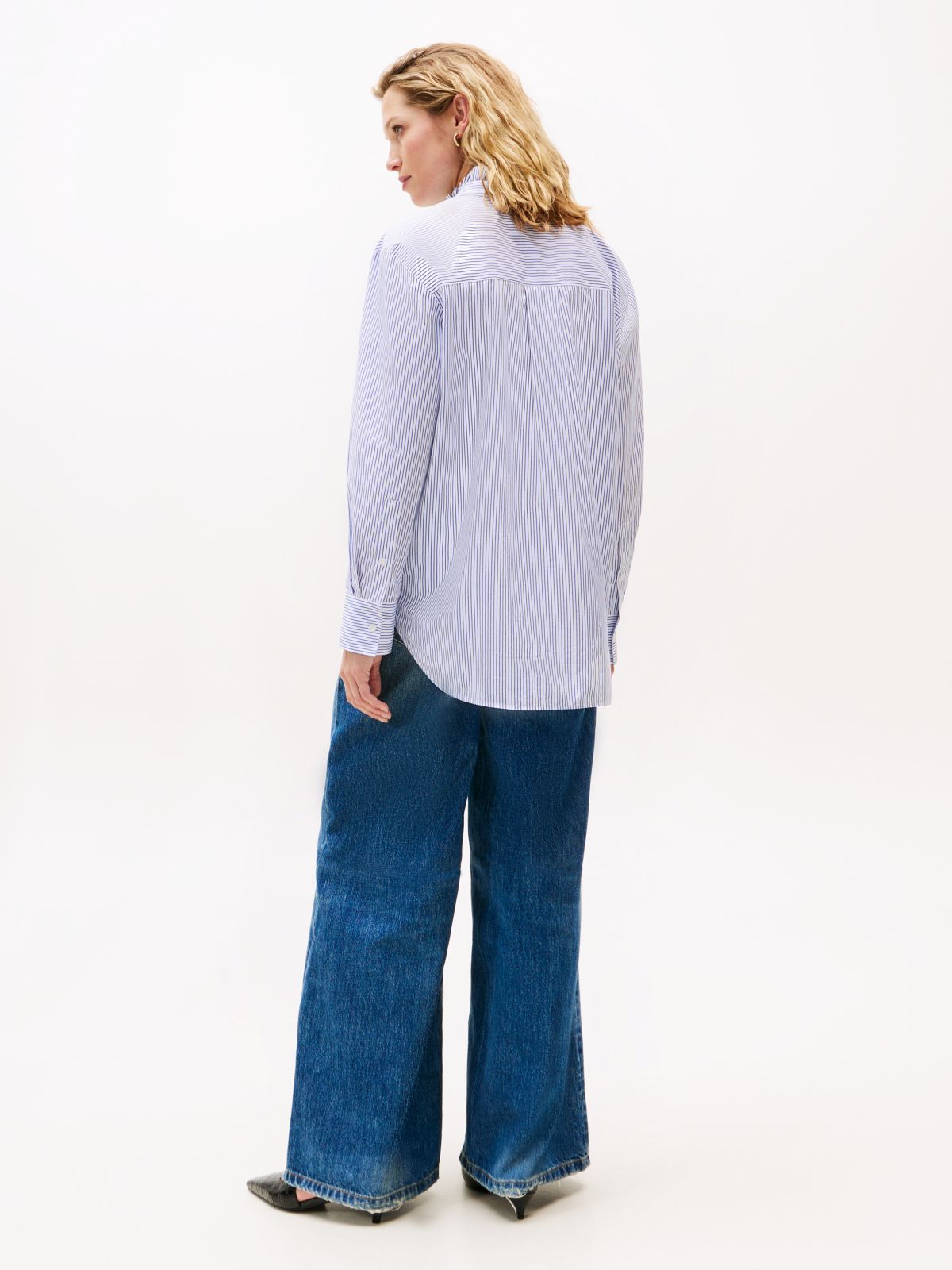 Ruffle Collar Poplin Relaxed Fit Shirt — Purple