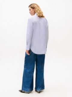 Ruffle Collar Poplin Relaxed Fit Shirt — Purple 4