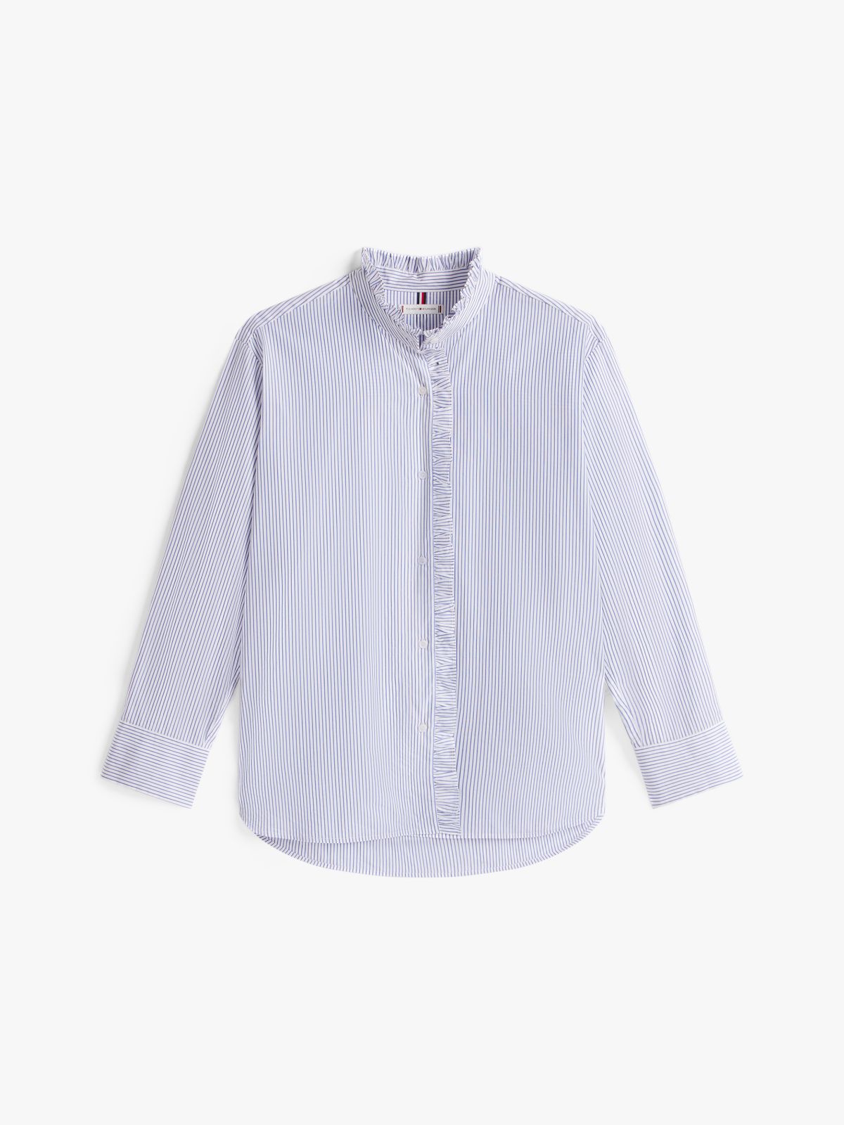 Ruffle Collar Poplin Relaxed Fit Shirt — Purple