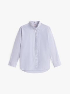 Ruffle Collar Poplin Relaxed Fit Shirt — Purple 5