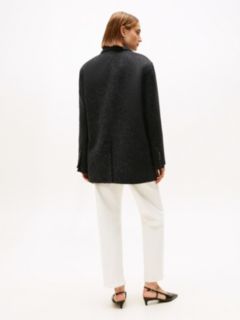 Wool Blend Oversized Fit Blazer — Black 4