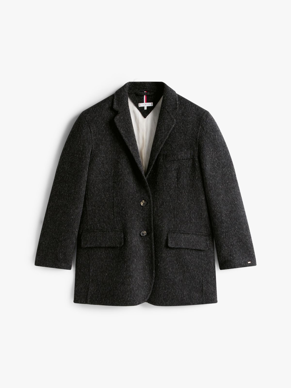 Wool Blend Oversized Fit Blazer — Black