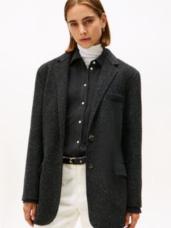 Wool Blend Oversized Fit Blazer — Black 1