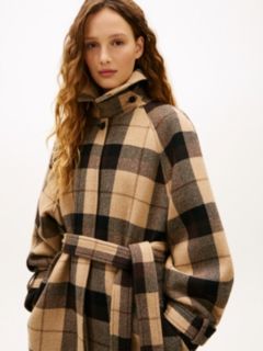 Check Wool Blend Oversized Belted Coat — Multi 3
