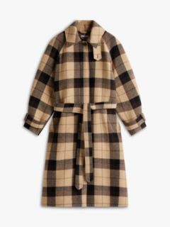 Check Wool Blend Oversized Belted Coat — Multi 7