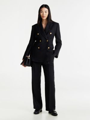 black pure wool double breasted blazer for women tommy hilfiger