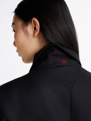 schwarz zweireihiger blazer aus reiner wolle für damen - tommy hilfiger