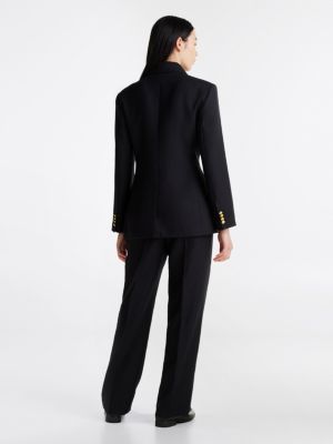 black pure wool double breasted blazer for women tommy hilfiger