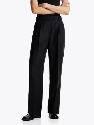 pantaloni in pura lana nero da donne tommy hilfiger