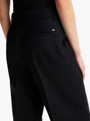 black pure wool trousers for women tommy hilfiger