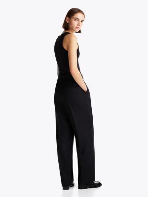 black pure wool trousers for women tommy hilfiger