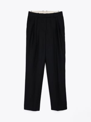 black pure wool trousers for women tommy hilfiger