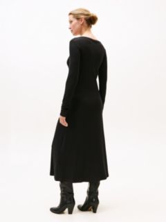 Ribbed Midi Fit And Flare Dress — Black 4