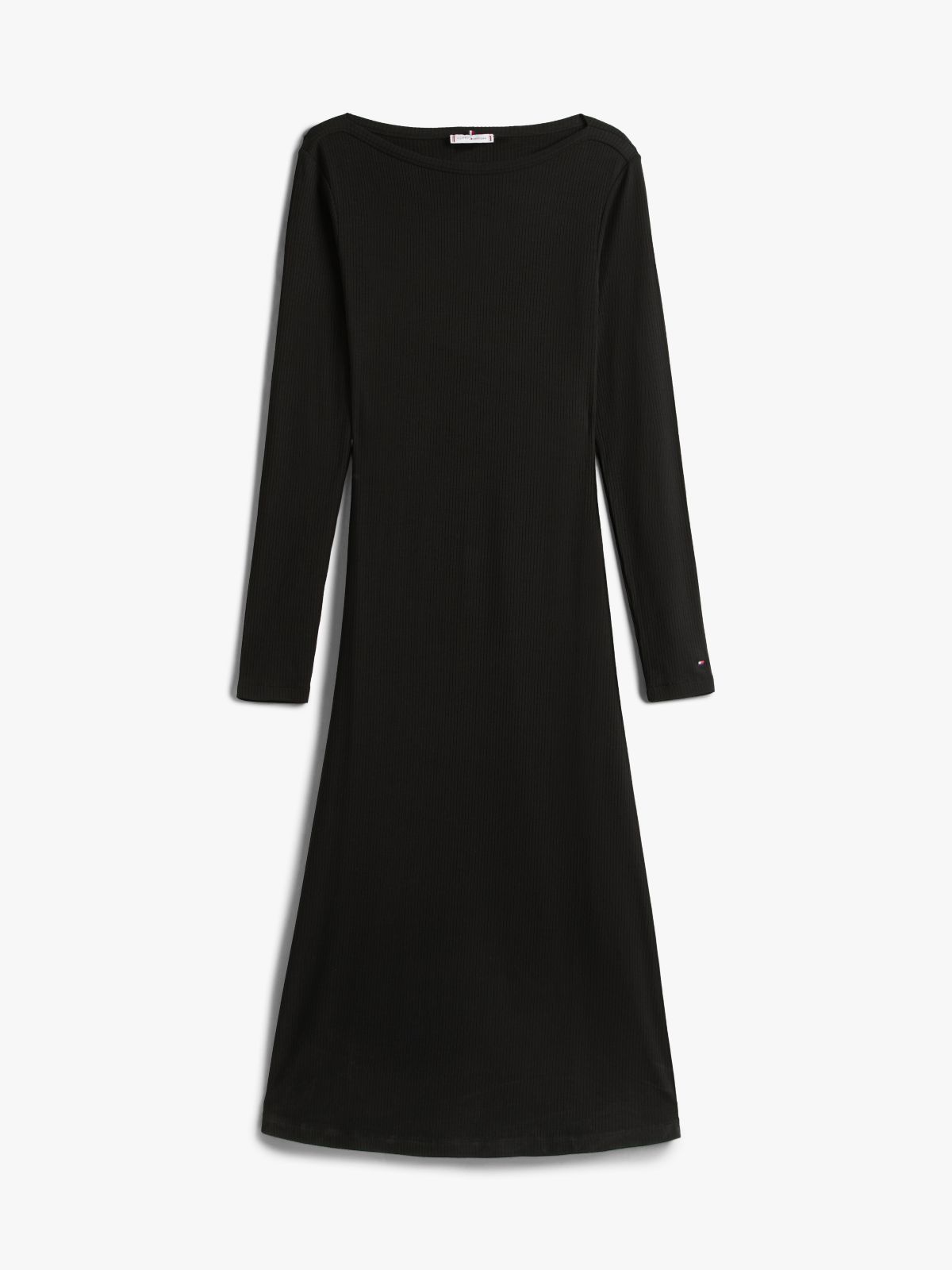 Ribbed Midi Fit And Flare Dress — Black