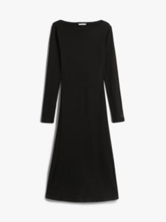 Ribbed Midi Fit And Flare Dress — Black 5