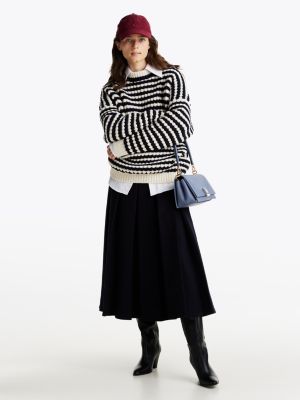 blue pleated midi skirt for women tommy hilfiger