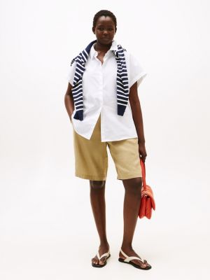 chemise décontractée curve en popeline blanc pour femmes tommy hilfiger