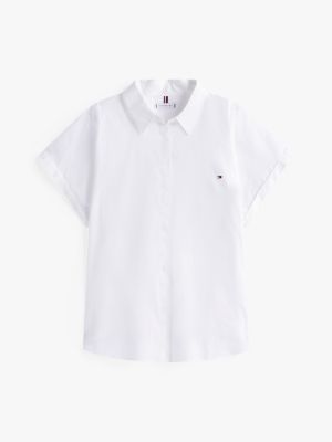 chemise décontractée curve en popeline blanc pour femmes tommy hilfiger