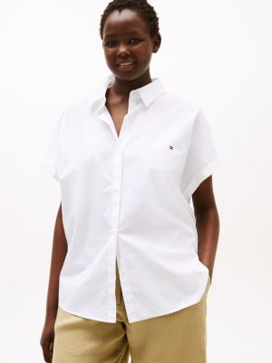 chemise décontractée curve en popeline white pour femmes tommy hilfiger