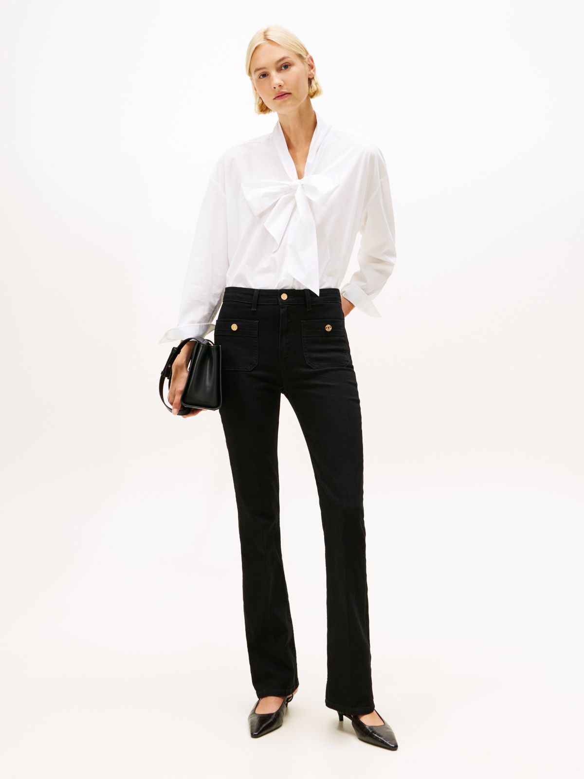 Black High Rise Bootcut Jeans — Black