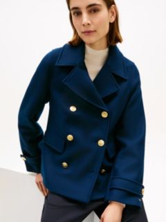 Wool Blend Double Breasted Peacoat — Blue 2