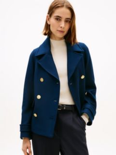 Wool Blend Double Breasted Peacoat — Blue 3