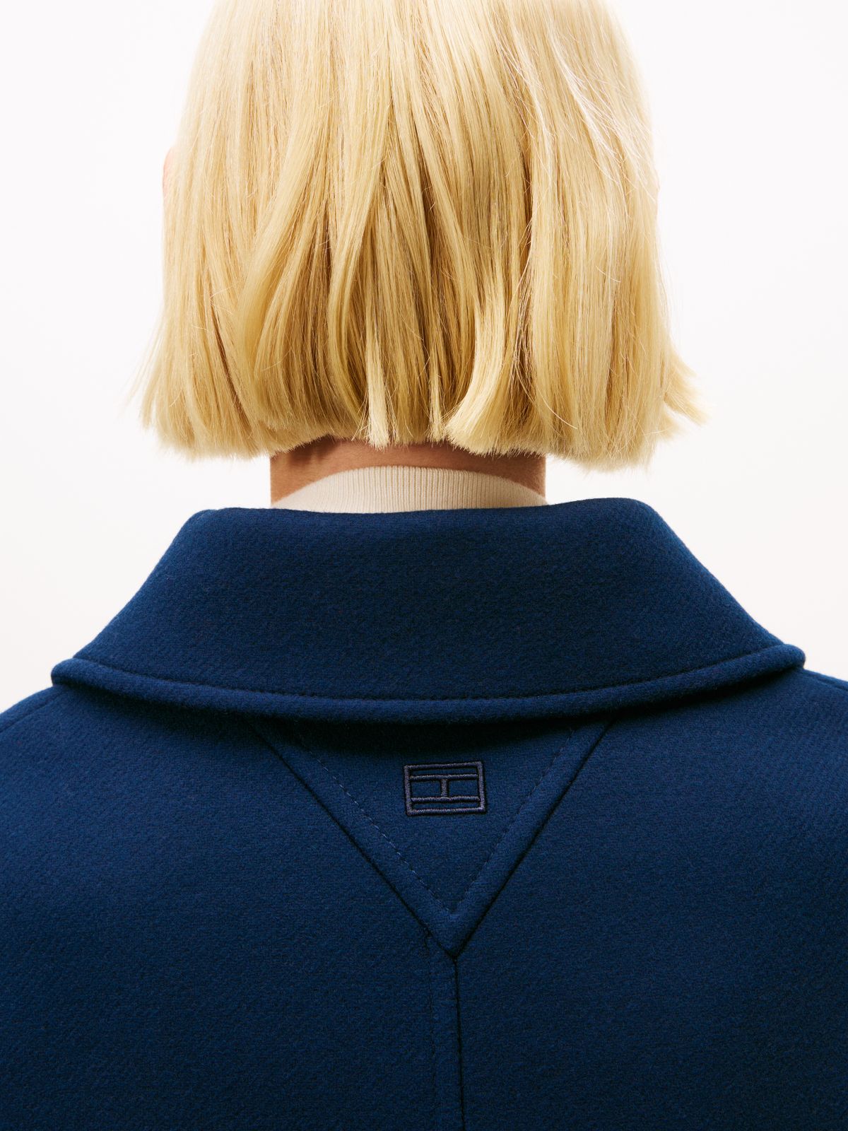 Wool Blend Double Breasted Peacoat — Blue