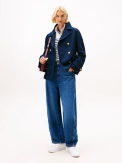 Wool Blend Double Breasted Peacoat — Blue 5