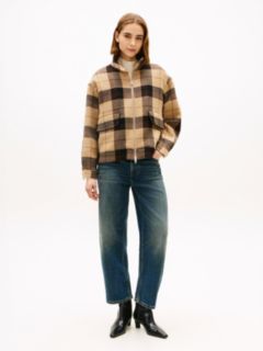 Check Wool Blend Relaxed Harrington Jacket — Multi 3