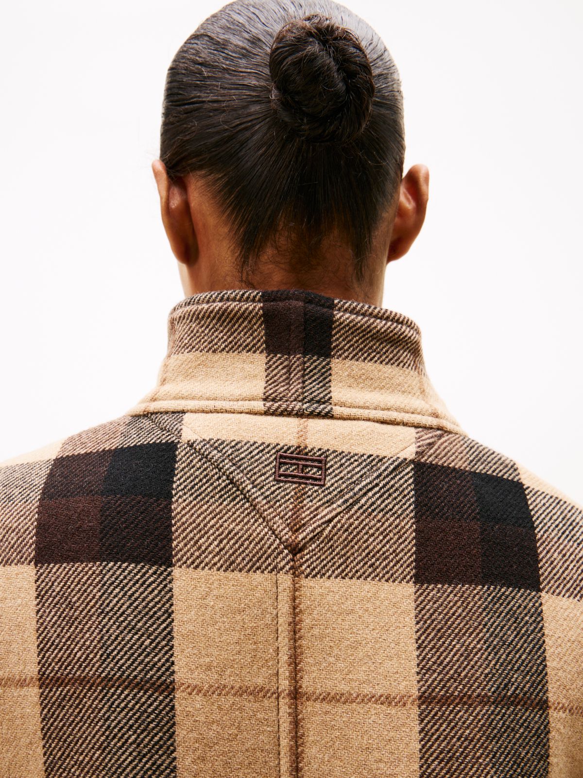 Check Wool Blend Relaxed Harrington Jacket — Multi