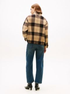 Check Wool Blend Relaxed Harrington Jacket — Multi 5