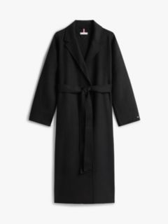 Double-Faced Wool Blend Belted Longline Coat — Black 5