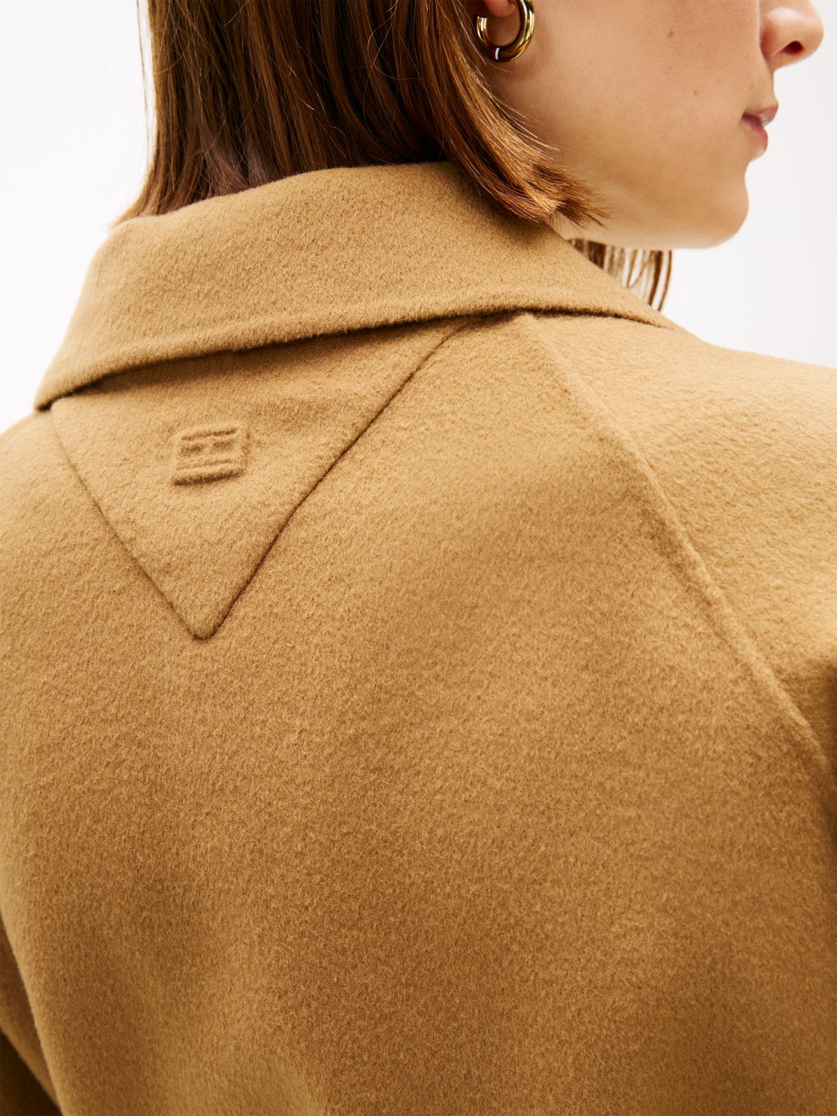 Double-Faced Wool Blend Belted Longline Coat — Brown