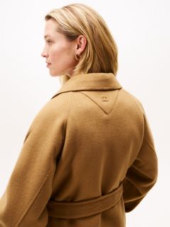 Double-Faced Wool Blend Belted Longline Coat — Brown 4