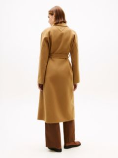 Double-Faced Wool Blend Belted Longline Coat — Brown 5