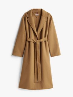 Double-Faced Wool Blend Belted Longline Coat — Brown 6