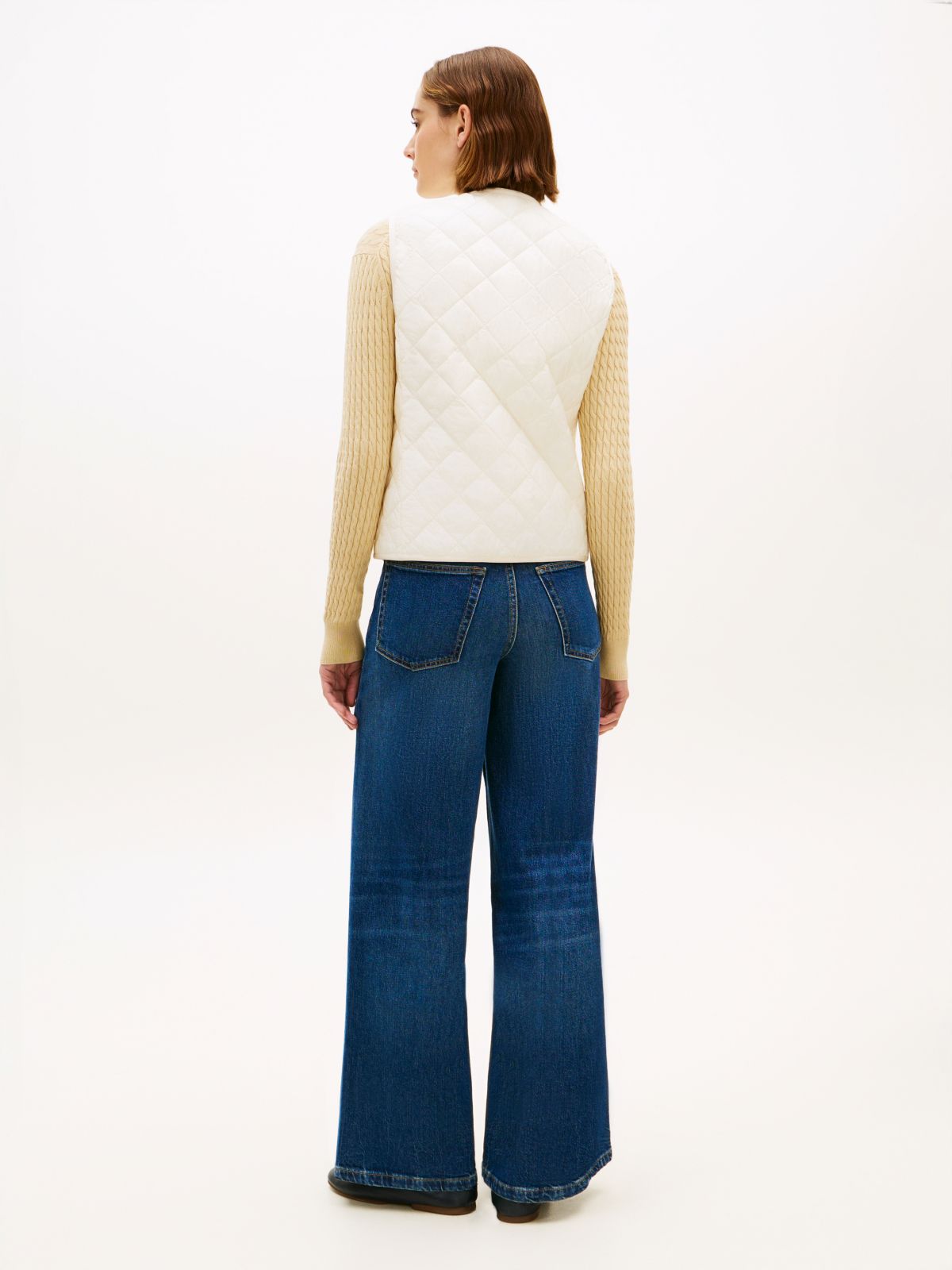 Shiny Lightweight Padded Quilted Gilet — Beige
