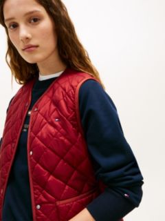 Shiny Lightweight Padded Quilted Gilet — Red 2