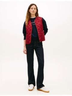 Shiny Lightweight Padded Quilted Gilet — Red 3