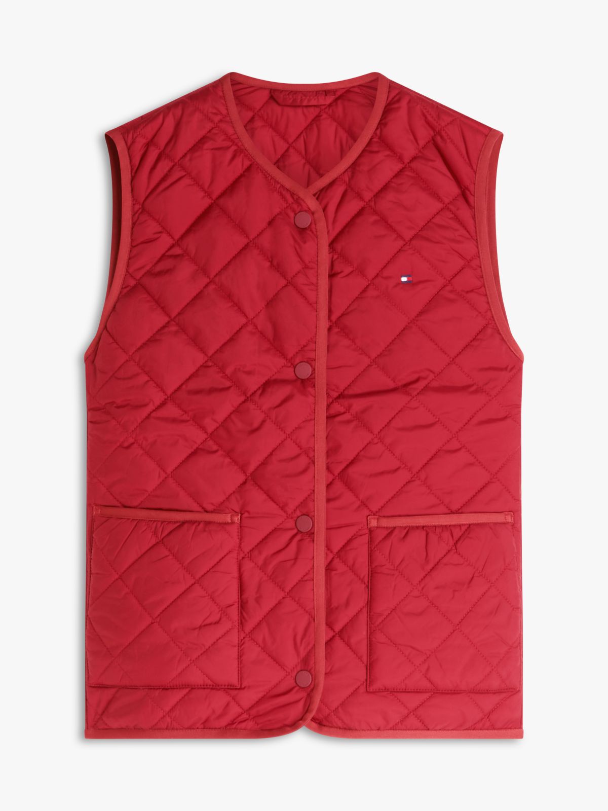 Shiny Lightweight Padded Quilted Gilet — Red