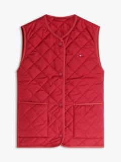 Shiny Lightweight Padded Quilted Gilet — Red 5
