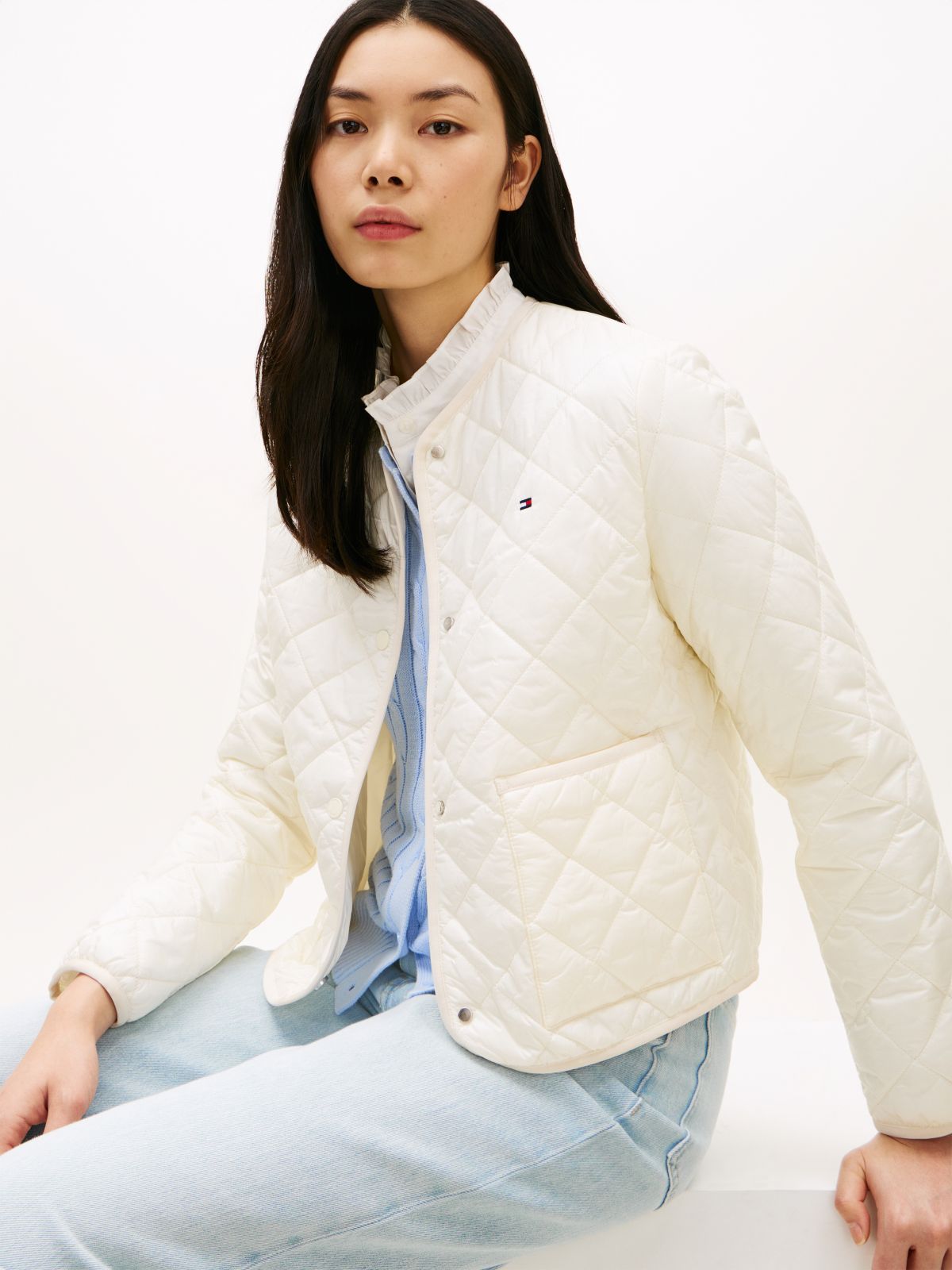 Lightweight Water Repellent Quilted Padded Jacket — Beige
