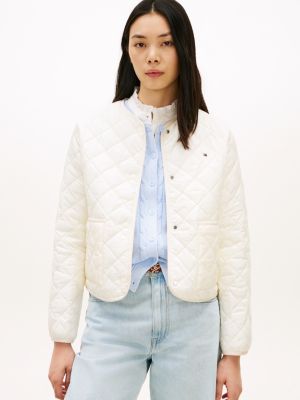beige lightweight water repellent quilted padded jacket for women tommy hilfiger