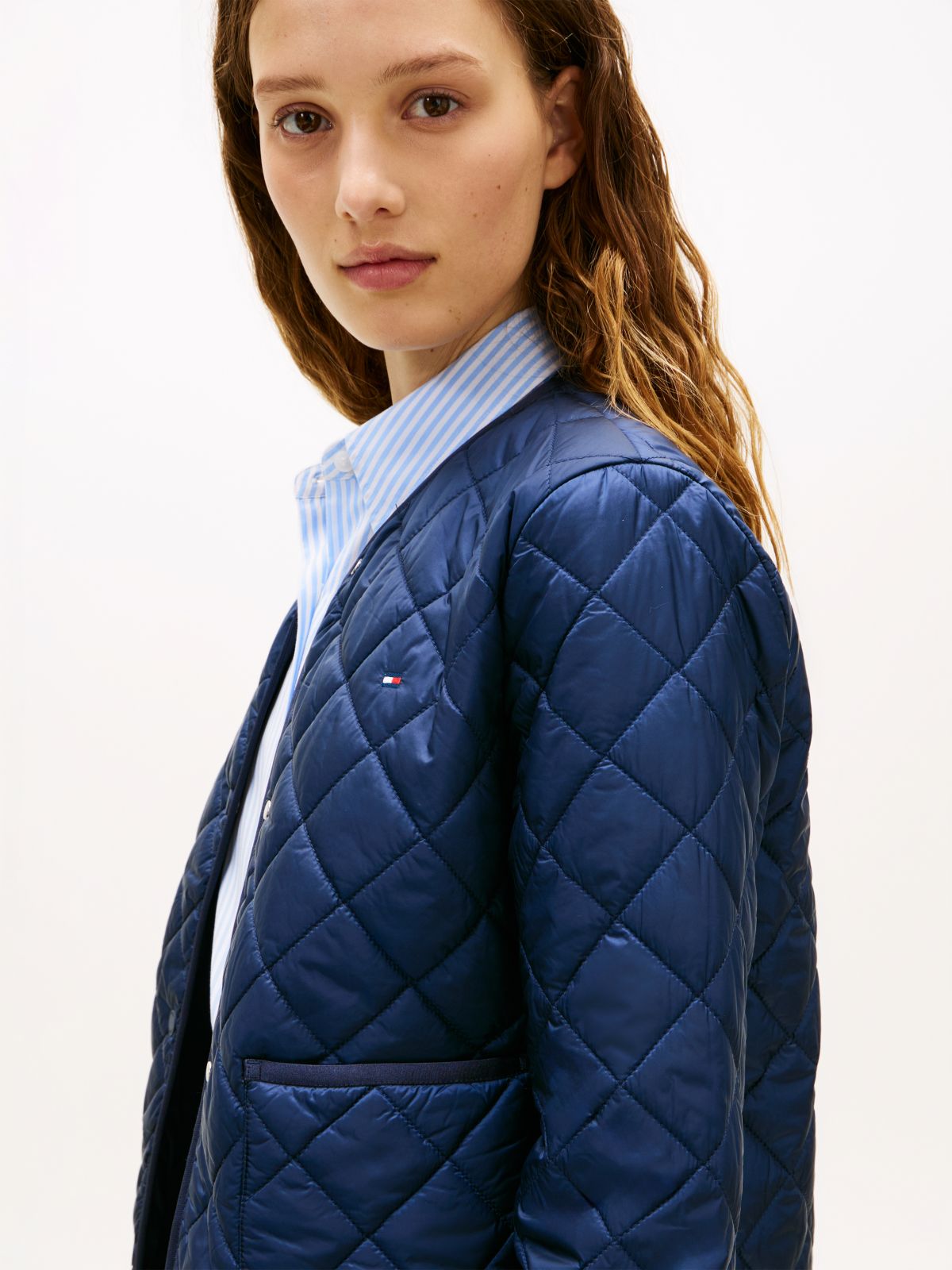 Lightweight Water Repellent Quilted Padded Jacket — Blue