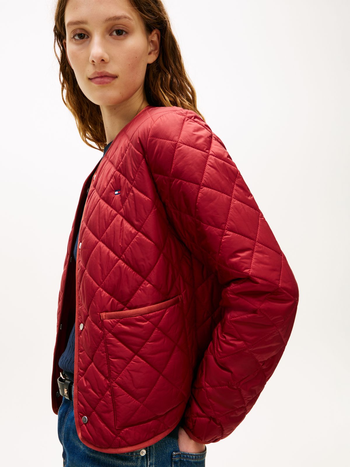 Lightweight Water Repellent Quilted Padded Jacket — Red
