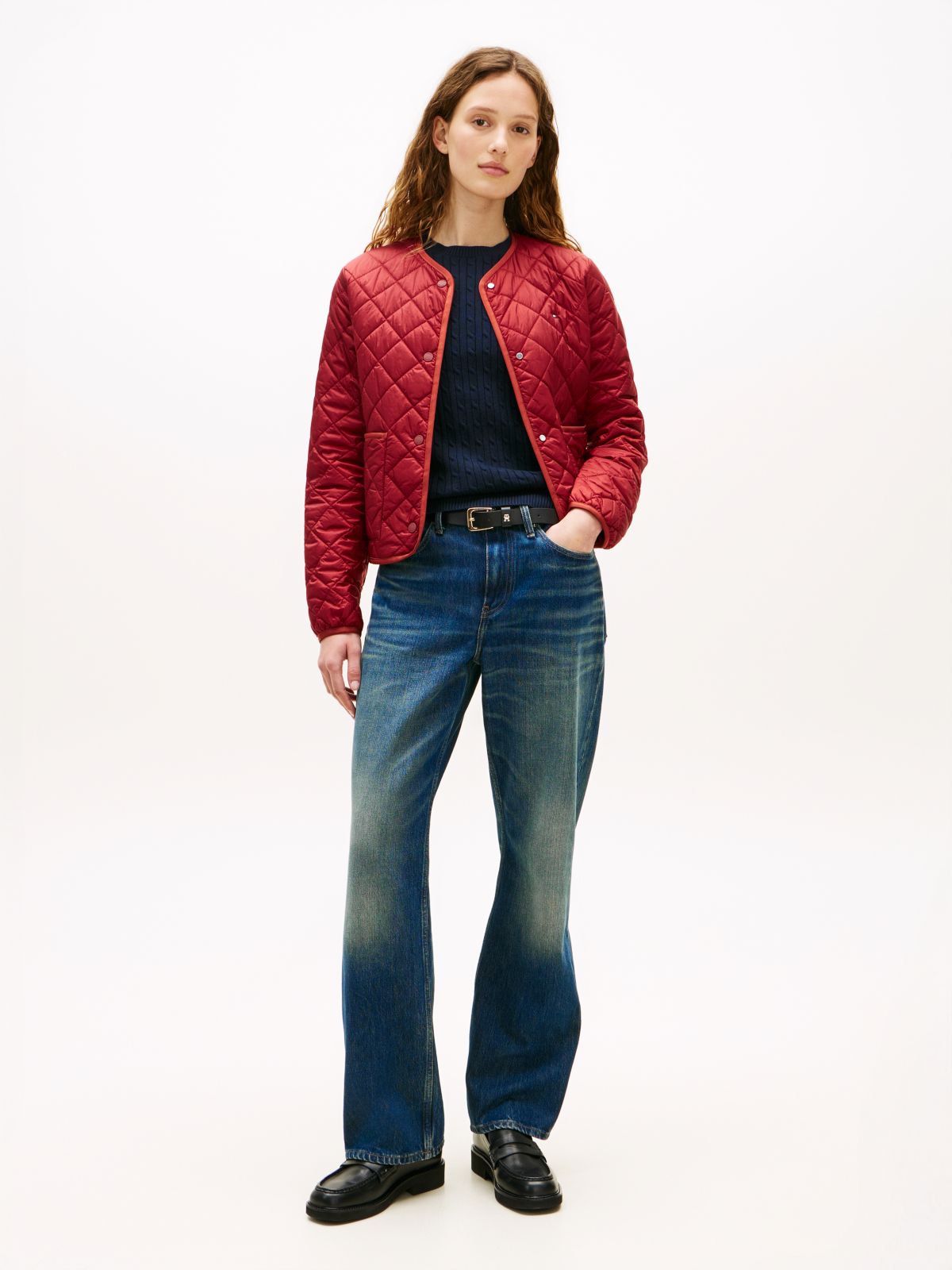 Lightweight Water Repellent Quilted Padded Jacket — Red