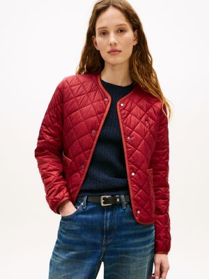 red leichtgewichtige, wasserabweisende steppjacke für damen - tommy hilfiger