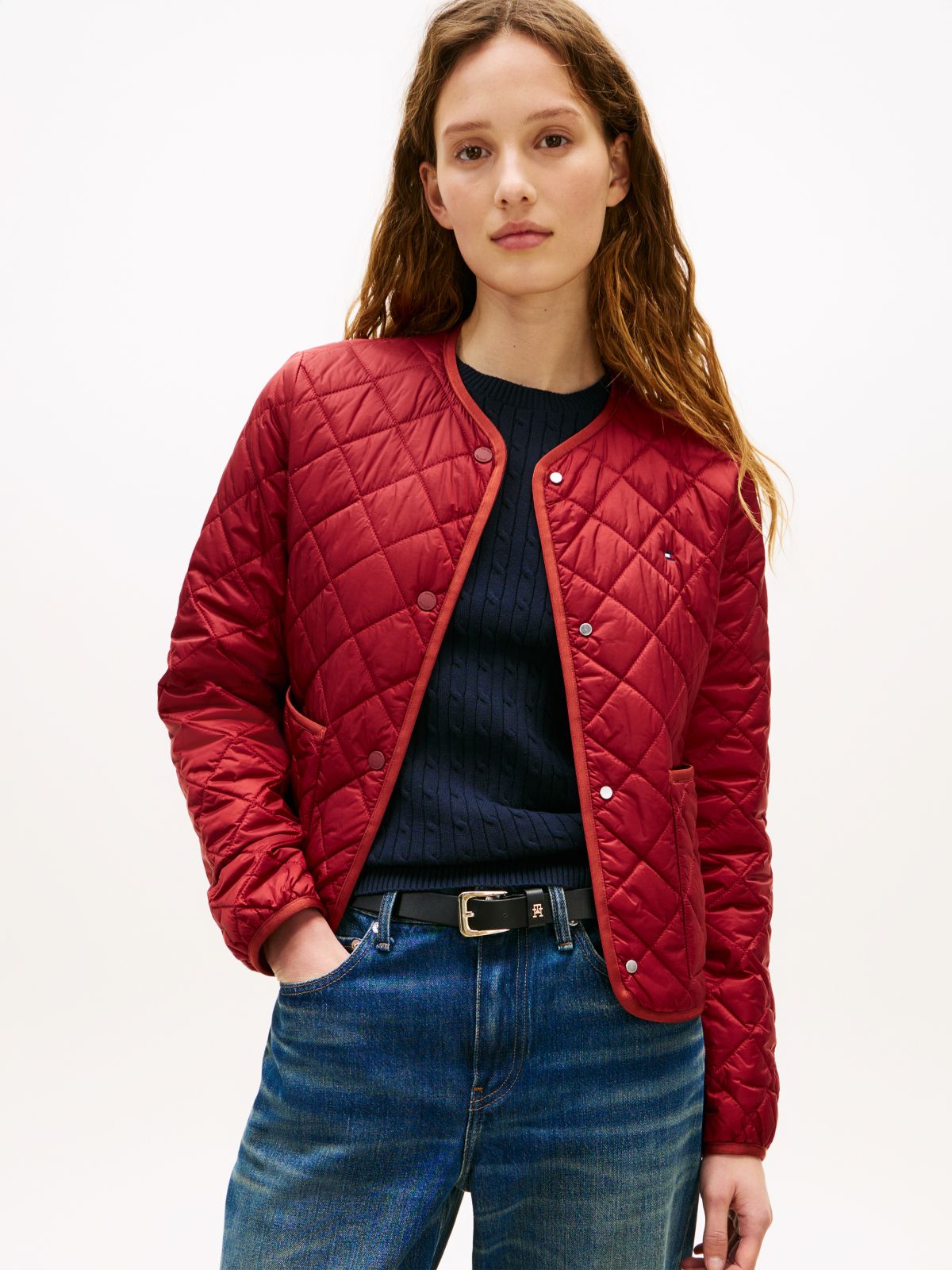 Lightweight Water Repellent Quilted Padded Jacket — Red
