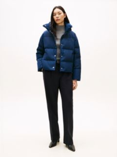 Crest Embroidery Down Puffer Jacket — Blue 3